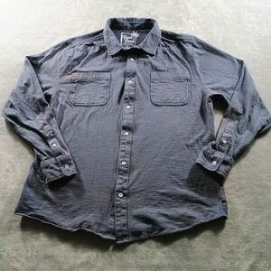 Desert Dunes Shirt Mens XL Blue Organic Cotton Double Pocket Long Sleeve Casual
